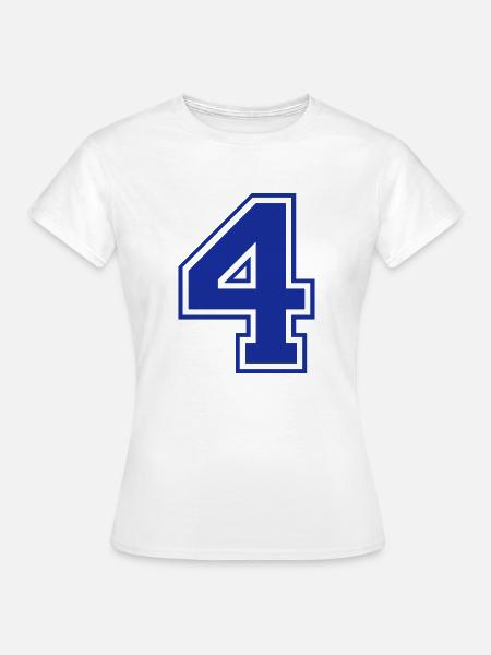 4 - Nummer - Zahl - Frauen T-Shirt - Weiß