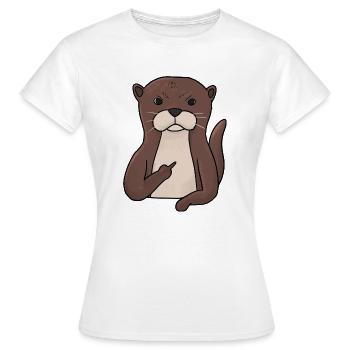 Loutre grincheux avec un majeur - T-shirt Femme - blanc - Devant - AI Model Female 172 dark (172cm)