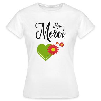 Merci Merci - T-shirt Femme - blanc - Devant - AI Model Female 172 dark (172cm)