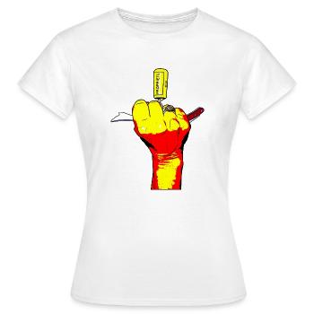 Bad girl main au tire-bouchon jaune - T-shirt Femme - blanc - Devant - AI Model Female 172 dark (172cm)