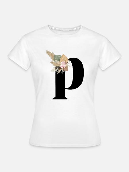 Buchstabe P blumig - Frauen T-Shirt - Weiß