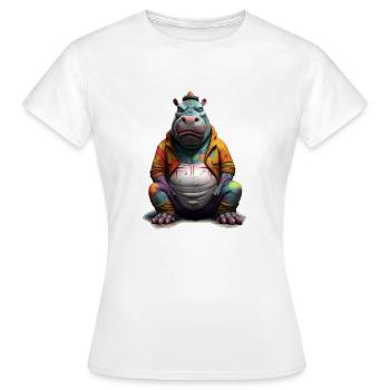 Street style hippopotamus | Hippo lovers - Women's T-Shirt - white - Front - AI Model Female 172 dark (172cm)