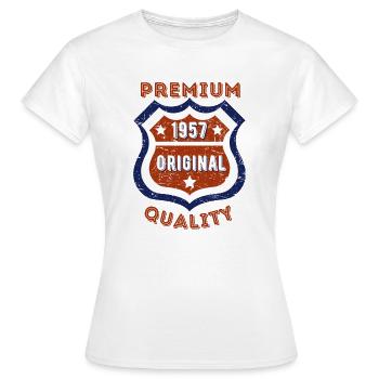 Qualité premium 1957 - T-shirt Femme - blanc - Devant - AI Model Female 172 dark (172cm)