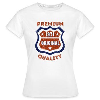 Qualité premium 1971 - T-shirt Femme - blanc - Devant - AI Model Female 172 dark (172cm)