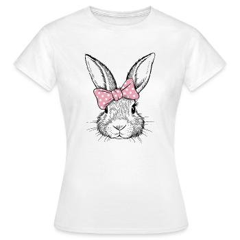 Hase mit rosa Schleife - Frauen T-Shirt - Weiß - Vorne - AI Model Female 172 dark (172cm)