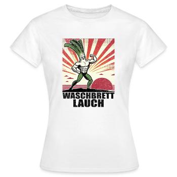Planche à laver ail avec abdominaux de planche à laver - T-shirt Femme - blanc - Devant - AI Model Female 172 dark (172cm)