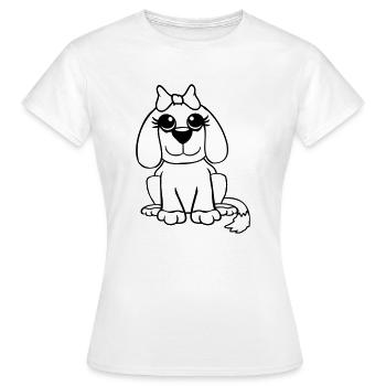 Dog Sitting Little Pretty Lady Bow Female - Women's T-Shirt - white - Front - AI Model Female 172 dark (172cm)