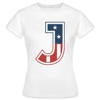 Brief J USA - Frauen T-Shirt - Weiß - Vorne - AI Model Female 172 dark (172cm)