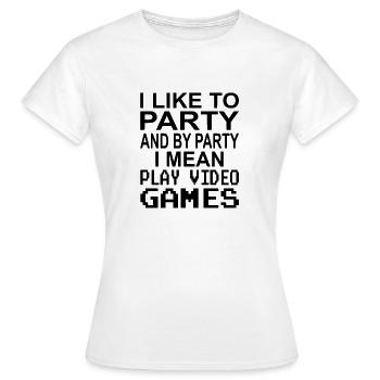 J’aime faire la fête et par fête je joue à des jeux vidéo - T-shirt Femme - blanc - Devant - AI Model Female 172 dark (172cm)