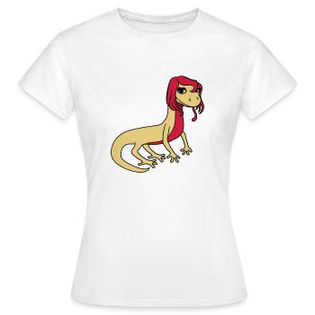 frau weiblich huebsch girl maedchen sexy eidechse - Frauen T-Shirt - Weiß - Vorne - AI Model Female 172 dark (172cm)