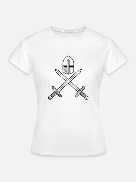 Zeichnen von Ritter zwei Schwertern und einem Helm - Frauen T-Shirt - Weiß
