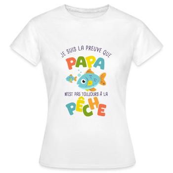 papa pêche pêcheur naissance bébé nourrisson - T-shirt Femme - blanc - Devant - AI Model Female 172 dark (172cm)