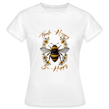 Think Happy Bee Happy - Women's T-Shirt - white - Front - AI Model Female 172 dark (172cm)