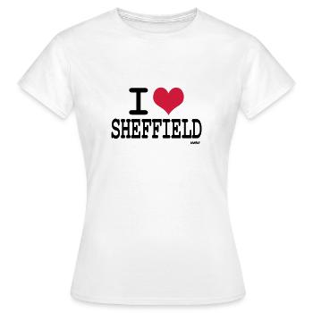j'aime Sheffield par wam - T-shirt Femme - blanc - Devant - AI Model Female 172 dark (172cm)