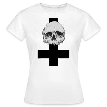 Skull croix inversée - T-shirt Femme - blanc - Devant - AI Model Female 172 dark (172cm)