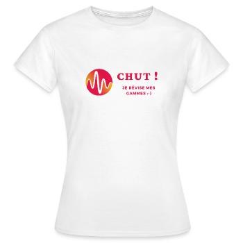 Chut je révise mes gammes - T-shirt Femme - blanc - Devant - AI Model Female 172 dark (172cm)