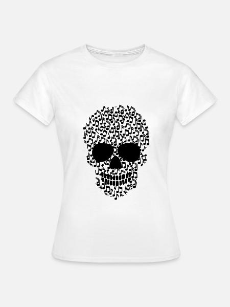 MUSIK SCHÄDEL - Frauen T-Shirt - Weiß