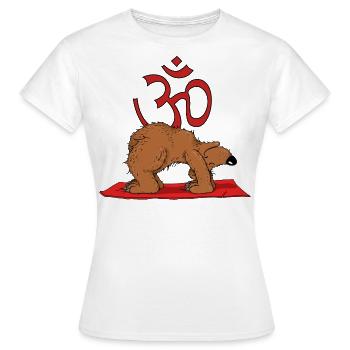 Yoga Bear grogne OM et pratique la roue Chakrasana - T-shirt Femme - blanc - Devant - AI Model Female 172 dark (172cm)