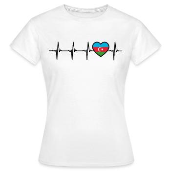 Drapeau de battement de cœur de l’Azerbaïdjan Azerbaïdjan - T-shirt Femme - blanc - Devant - AI Model Female 172 dark (172cm)