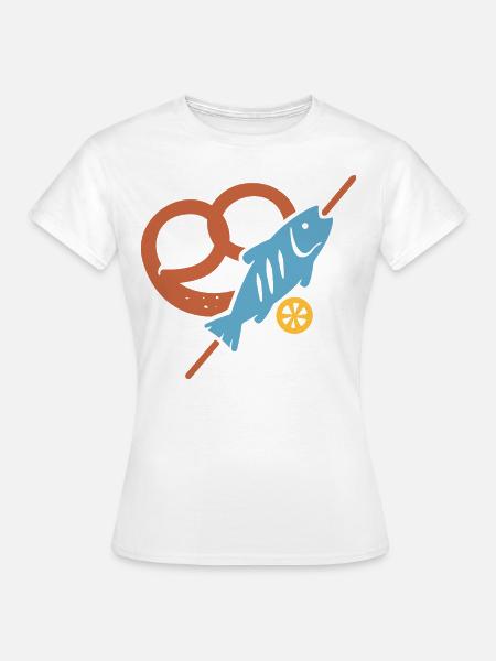 Breze, Steckerlfisch & Zitrone - Frauen T-Shirt - Weiß