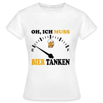 Bier tanken / Alkohol Lustige Sprüche Saufen - Frauen T-Shirt - Weiß - Vorne - AI Model Female 172 dark (172cm)