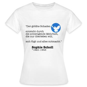 Friedenstaube mit Sophie Scholl Zitat - Frauen T-Shirt - Weiß - Vorne - AI Model Female 172 dark (172cm)