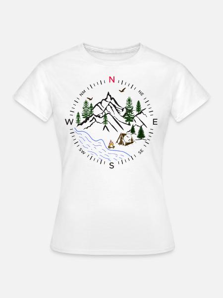 Forest Wald Kompass Fluss Zelten Zelt Wälder Natur - Frauen T-Shirt - Weiß