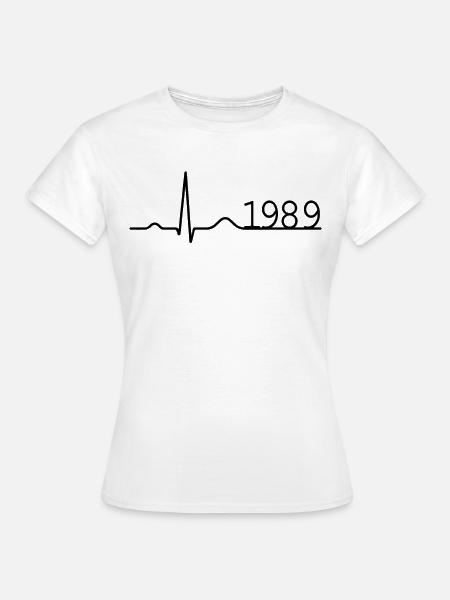 Herzschlag Minimal Geburtstag Jahrgang 1989 Linie - Dame-T-shirt - hvid