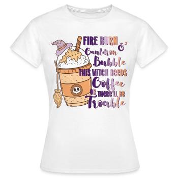 Chaudron feu bubble coffee witch Halloween Hexe - T-shirt Femme - blanc - Devant - AI Model Female 172 dark (172cm)