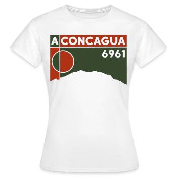 Trekking sur le volcan Cerro Aconcagua 6000 sommets des Andes - T-shirt Femme - blanc - Devant - AI Model Female 172 dark (172cm)