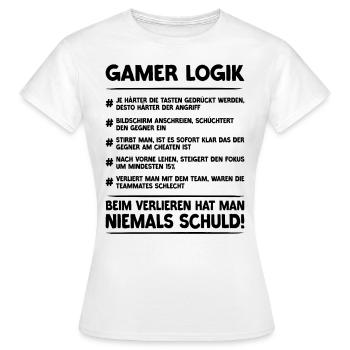 Gamer Logik | Gaming & Zocken - Frauen T-Shirt - Weiß - Vorne - AI Model Female 172 dark (172cm)
