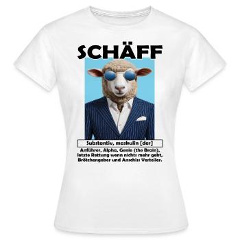 Schäff | Chef | Teamleiter| Abteilungsleiter - Frauen T-Shirt - Weiß - Vorne - AI Model Female 172 dark (172cm)