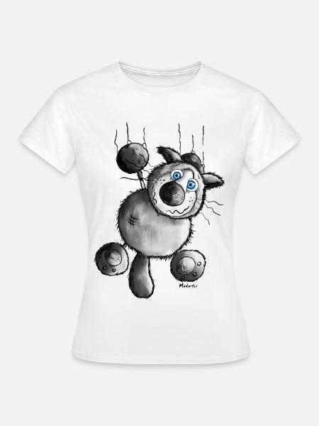 "Crazy Cat" - tee shirt motif - Siamois Chat - T-shirt Femme - blanc