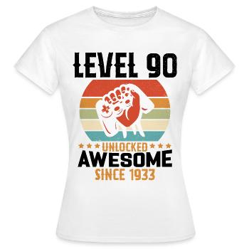 Level 90 Jahre Gaming-Geburtstagsgeschenk freischalten - Frauen T-Shirt - Weiß - Vorne - AI Model Female 172 dark (172cm)