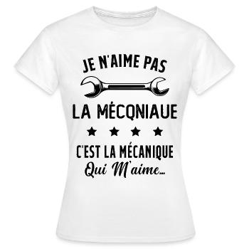 C'est la Mécanique Qui M'aime Cadeau Humour - T-shirt Femme - blanc - Devant - AI Model Female 172 dark (172cm)
