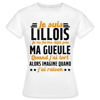 Lillois je ferme pas ma gueule cadeau Lille humour - T-shirt Femme - blanc - Devant - AI Model Female 172 dark (172cm)