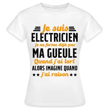 Electricien humour qui ne ferme pas sa gueule - T-shirt Femme - blanc - Devant - AI Model Female 172 dark (172cm)