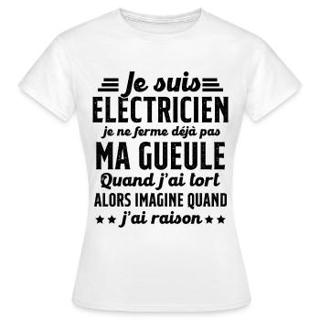 Electricien humour qui ne ferme pas sa gueule - T-shirt Femme - blanc - Devant - AI Model Female 172 dark (172cm)