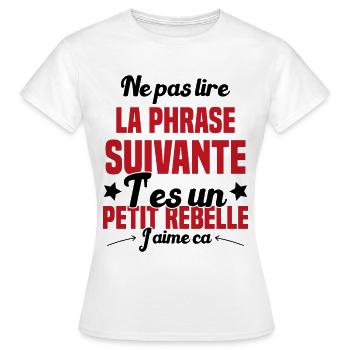 Ne pas lire la phrase suivante - T-shirt Femme - blanc - Devant - AI Model Female 172 dark (172cm)