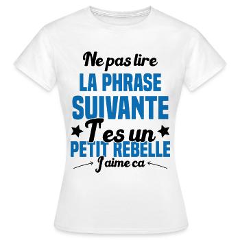 Ne pas lire la phrase suivante - T-shirt Femme - blanc - Devant - AI Model Female 172 dark (172cm)