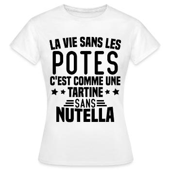 Tartine sans chocolat Humour Cadeau - T-shirt Femme - blanc - Devant - AI Model Female 172 dark (172cm)