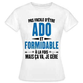 Pas Facile d'Être Ado Et Formidable À La Fois - T-shirt Femme - blanc - Devant - AI Model Female 172 dark (172cm)