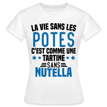 Tartine sans chocolat Humour Cadeau - T-shirt Femme - blanc - Devant - AI Model Female 172 dark (172cm)