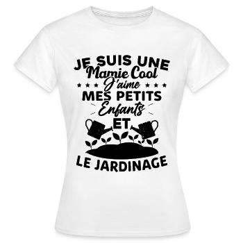 Mamie j'aime mes petite enfants et le jardinage - T-shirt Femme - blanc - Devant - AI Model Female 172 dark (172cm)