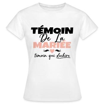 Témoin de la Mariée Témoin qui Déchire - T-shirt Femme - blanc - Devant - AI Model Female 172 dark (172cm)
