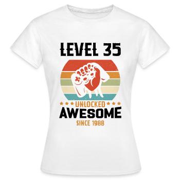 Level 35 komplettes Geburtstagsgeschenk von 1988 - Frauen T-Shirt - Weiß - Vorne - AI Model Female 172 dark (172cm)