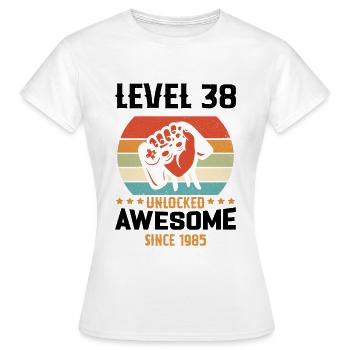 Level 38 abgeschlossen 1985 Geburtstagsgeschenk - Frauen T-Shirt - Weiß - Vorne - AI Model Female 172 dark (172cm)