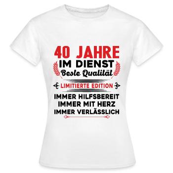 40 Jahre im Dienst 40 Jähriges Dienstjubiläum - Frauen T-Shirt - Weiß - Vorne - AI Model Female 172 dark (172cm)