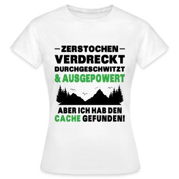 Gecache Geocaching Hobby Cache - Frauen T-Shirt - Weiß - Vorne - AI Model Female 172 dark (172cm)