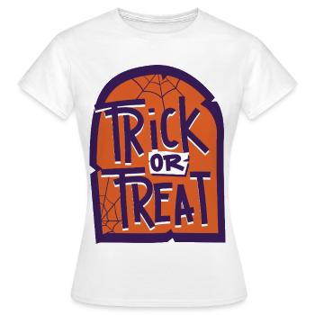 Pierre tombale d’Halloween Trick or Treat - T-shirt Femme - blanc - Devant - AI Model Female 172 dark (172cm)